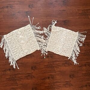 Beige Macrame Pillow Case Set of 2 | Zipper Closure